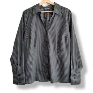 ADDITION ELLE / Button Down Dot Stripe Dress Shirt Sz 18